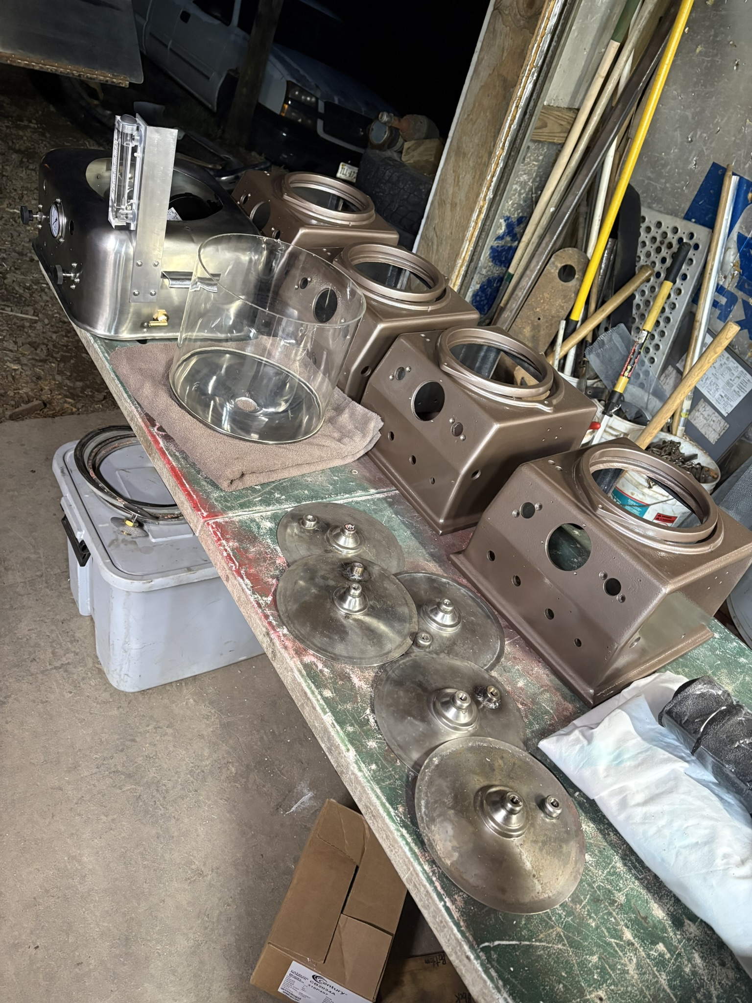 Parts laid out for rebuild